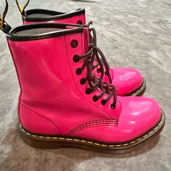 Womens Bright Pink Shiny Doc Martens 
